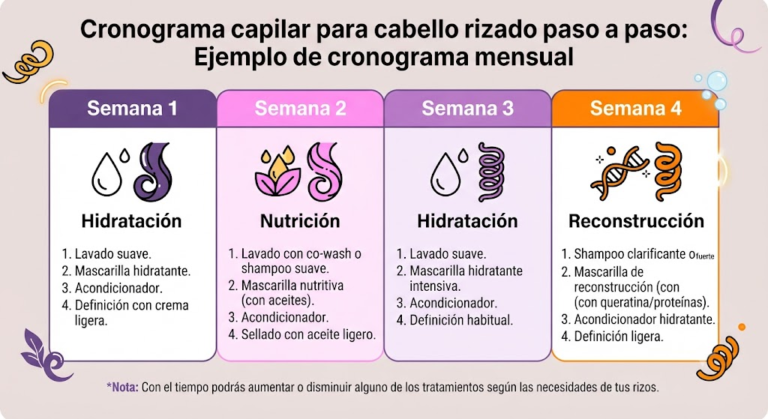 Cronograma capilar para cabello rizado paso a paso